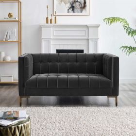 Isaac - Stitch Velvet Loveseat - Gray