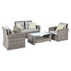 Patio Furniture, Outdoor Furniture, Seasonal PE Wicker Furniture, 6 Set Wicker Furniture With Tempered Glass Coffee Table