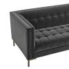 Isaac - Stitch Velvet Loveseat - Gray