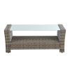 Patio Furniture, Outdoor Furniture, Seasonal PE Wicker Furniture, 6 Set Wicker Furniture With Tempered Glass Coffee Table