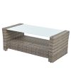 Patio Furniture, Outdoor Furniture, Seasonal PE Wicker Furniture, 6 Set Wicker Furniture With Tempered Glass Coffee Table