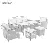 6-Piece Outdoor Rattan Wicker Set Patio Garden Backyard Sofa; Chair; Stools and Table(Gray Rattan+Gray Cushion)