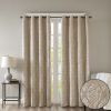 Knitted Jacquard Damask Total Blackout Grommet Top Curtain Panel Pair(2 Pcs Window Panels)