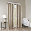 Knitted Jacquard Damask Total Blackout Grommet Top Curtain Panel Pair(2 Pcs Window Panels)