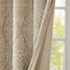 Knitted Jacquard Damask Total Blackout Grommet Top Curtain Panel Pair(2 Pcs Window Panels)