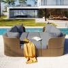 Customizable Outdoor Patio Furniture Set, Wicker Furniture Sofa Set with Thick Cushions, Suitable for Backyard, Porch.