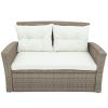 Patio Furniture Set;  4 Piece Outdoor Conversation Set All Weather Wicker Sectional Sofa with Ottoman and Cushions