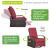 Outdoor Patio Rattan Wicker Swivel Recliner Chair;  Adjustable Reclining Chair 360° Rotating with Water Resistant Cushions